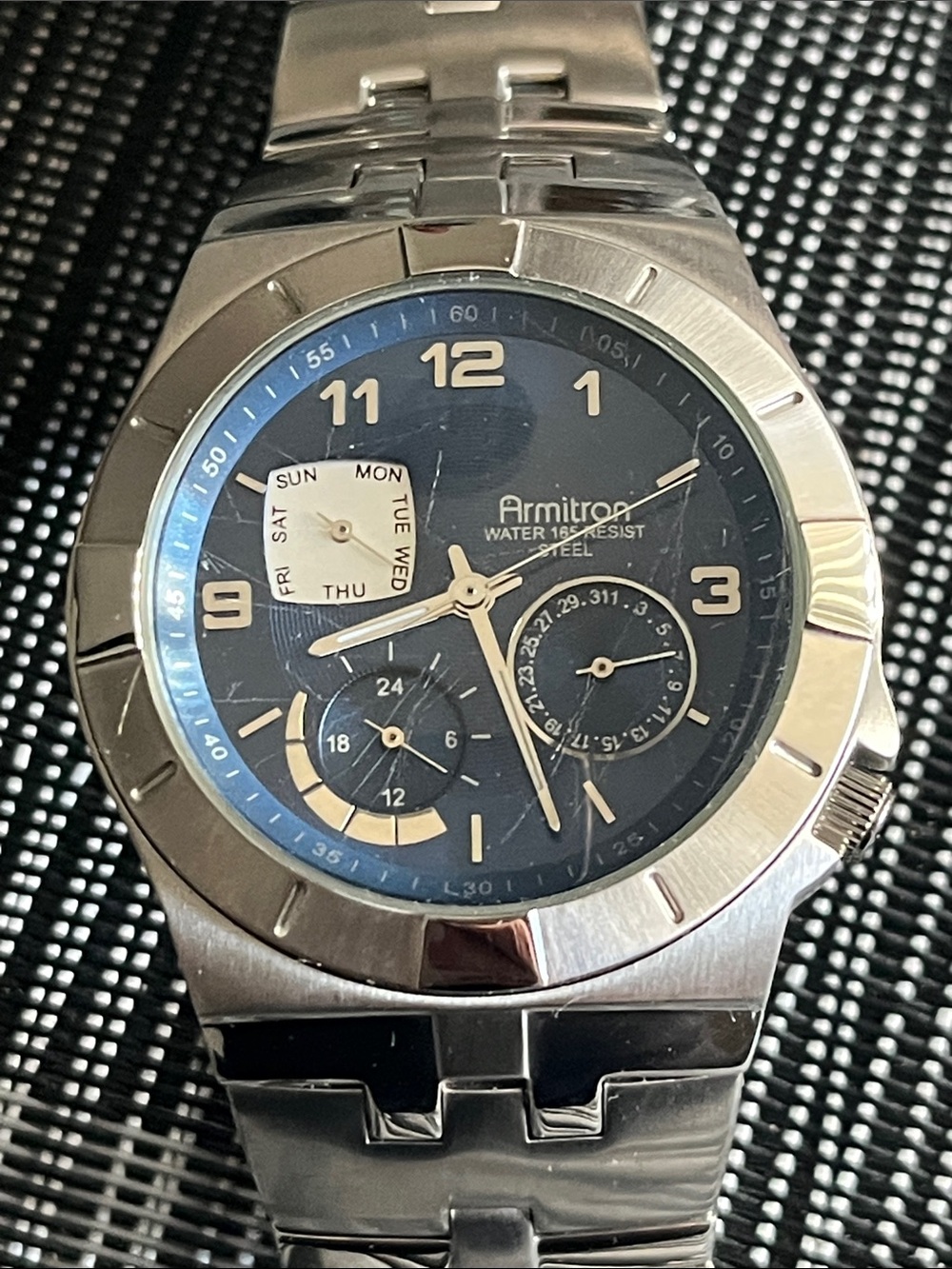 Armitron Silver Case Navy Blue Dial Multifunction Men's Watch